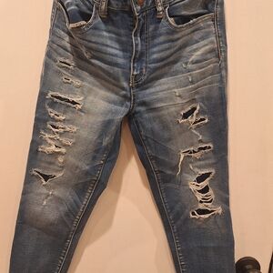 American Eagle Outfitters Womans Hi-rise Jegging Crop Blue Jeans